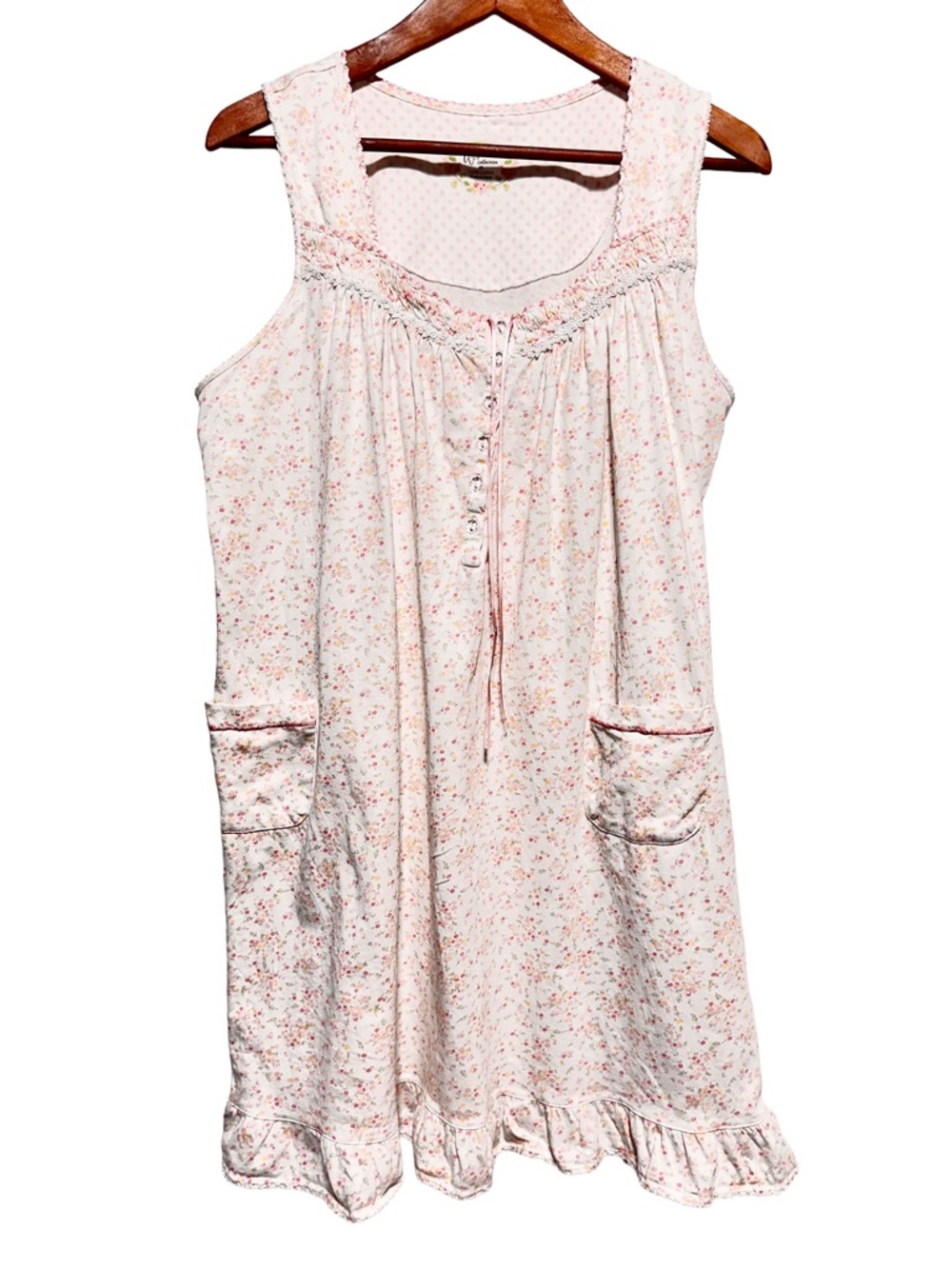 ARIA Floral Cottagecore Prairie Lace Pocket Sleep Dress Nightgown Coquette